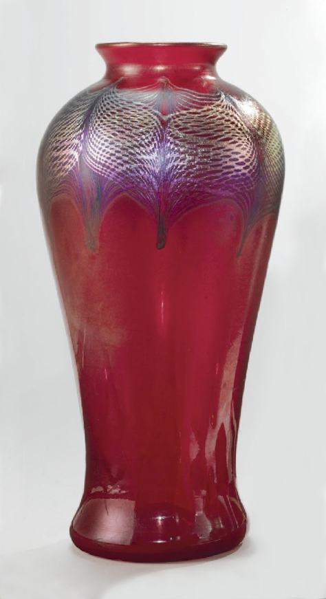 Tiffany Favrile, Red Decorated Vase