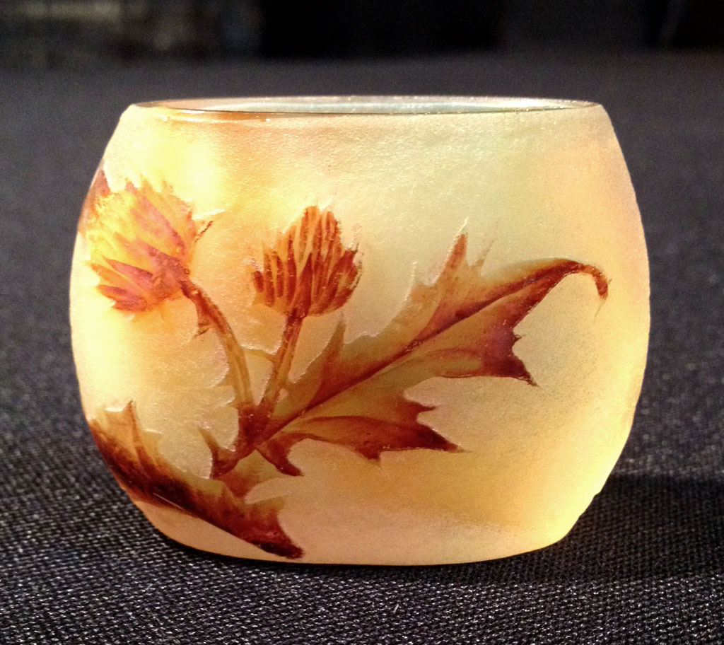 Daum Nancy, Thistle Miniature Vase