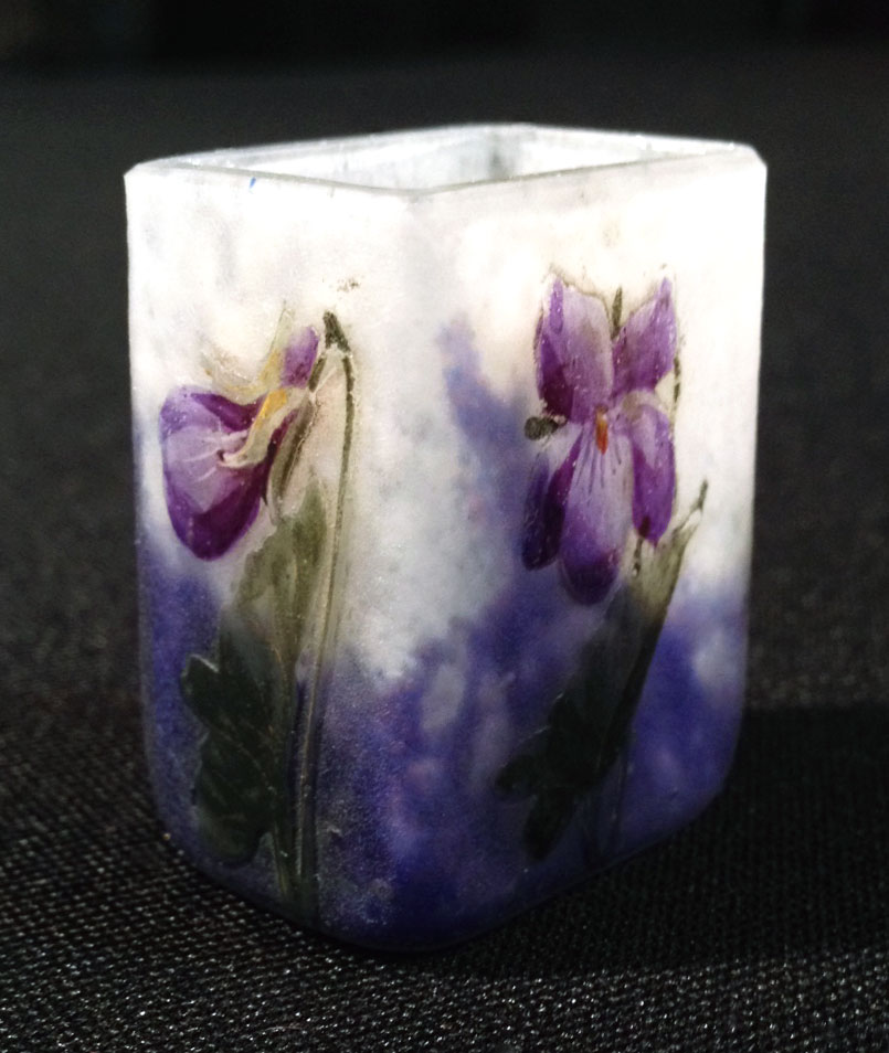 Daum Nancy, Violets Miniature Vase