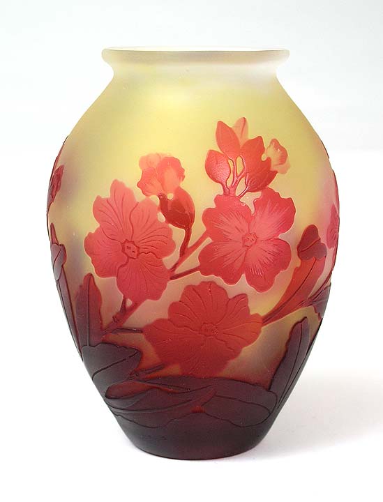 Gallé (Galle), Red Floral Mini Vase