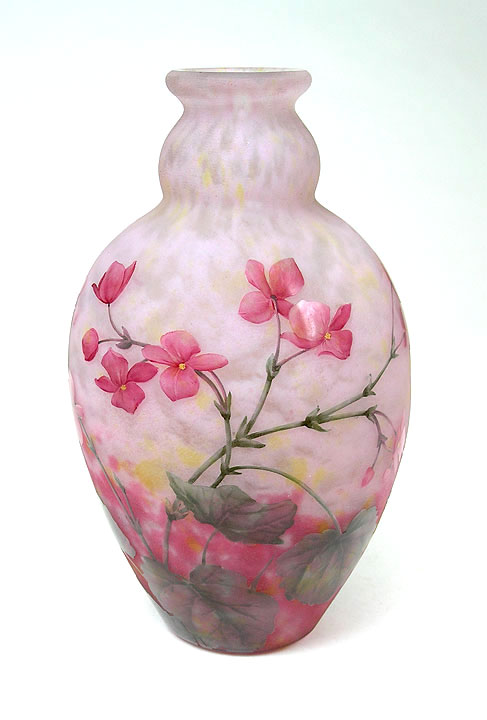 Daum Nancy, Pink Floral Vase